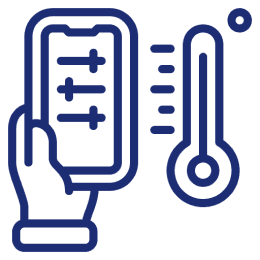 Hand holding phone with temperature control.